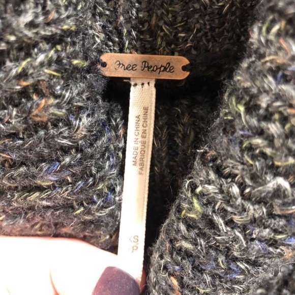 Free People Dylan Tweedy Turtleneck Sweater Gray Size XS Long Sleeve Waffle Knit - Picture 6 of 8